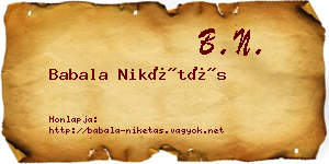 Babala Nikétás névjegykártya